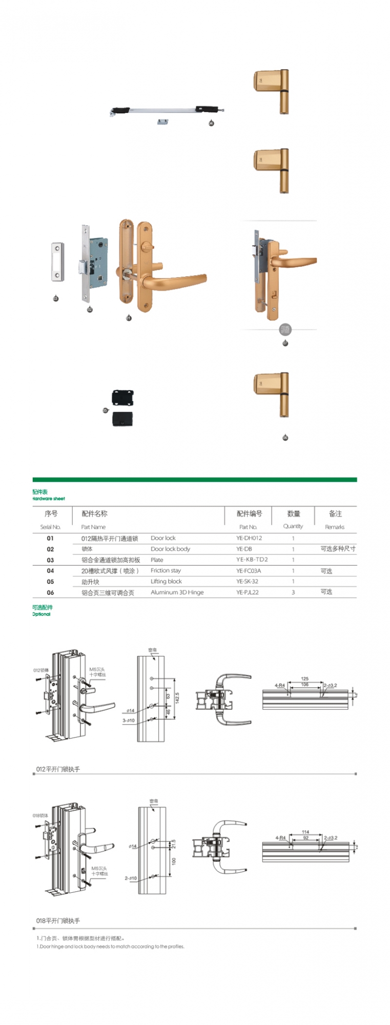 门窗配件组合YE-PD-A